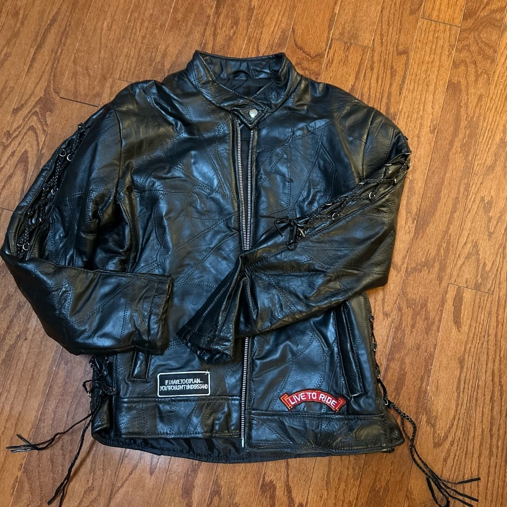 Diamond Plate Buffalo Leather biker jacket